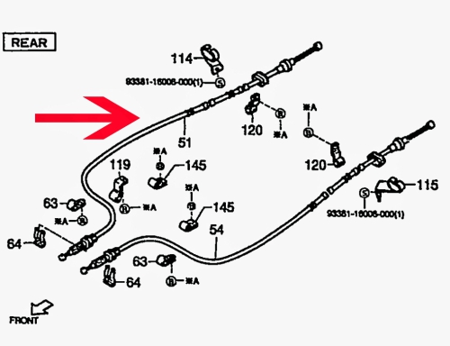 Handbrake cable right